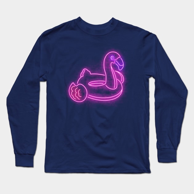 Neon flamingo Long Sleeve T-Shirt by Cromanart